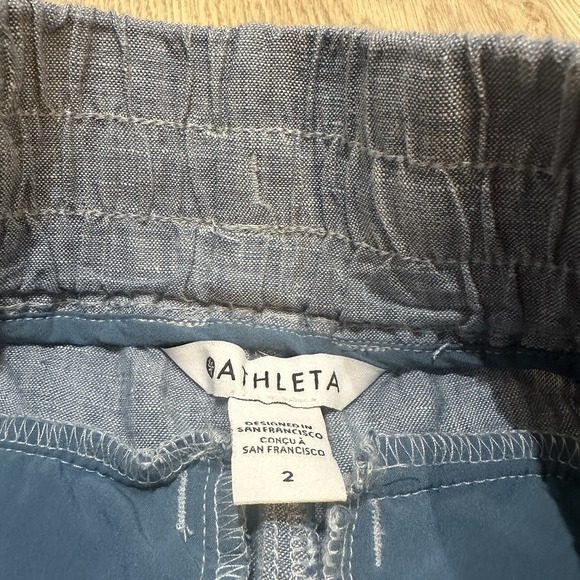 Athleta Women's Cabo Linen Joggers Pull On Blue Pants Size 2 (XS) Chambray Blue - Picture 4 of 7
